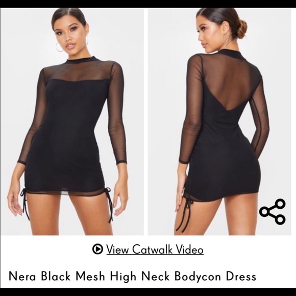 ❌SOLD❌ PLT black long sleeve mesh dress - Picture 2 of 3